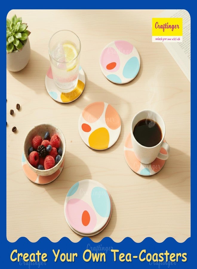 Craftinger Modern Abstract Coaster Painting Kit for Kids & Adults | 6 Pre-Marked Coasters with 6 Acrylic Markers | DIY Art & Craft Set | Fun & Creative Activity for Children Gift for Boys & Girls, Home, Office, Activity, Coloring Tea Cup Table Birthday Kitchen - Image 3